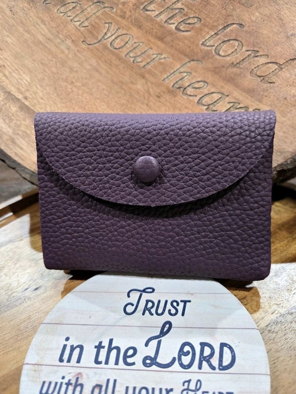 Purple Small Leather Wallet With Snap closure
NWOT